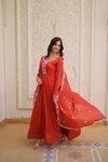 Ka 1244 Mal Chanderi  With Beads Embroidery Work Gown Wholesale In India